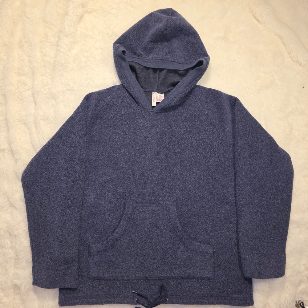 Ruby Moon Fleece Hoodie Women Size M Navy Blue Excellent Drawstring Hem 685